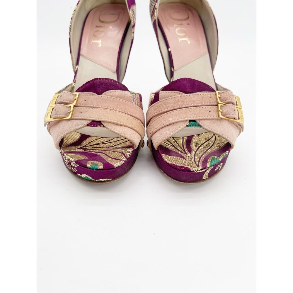 Christian Dior Vintage Y2K Metallic Brocade D'Orsay Platform Pumps Heels EU 38 - Picture 8 of 13